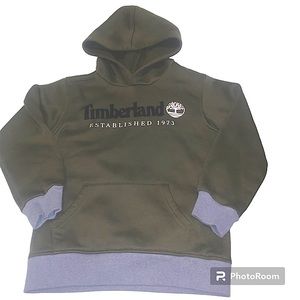 Timberland Green Grey Hoodie Pullover Sweatshirt Boys Youth Size 6